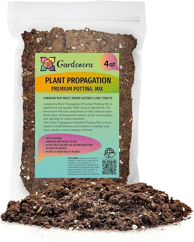 Elevate Your Plant Propagation Success with Gardenera's Premium Potting Mix: Canadian Peat Moss, Perlite, Warm Castings, and Lime - 4 Quart by GreenHaven Gardens