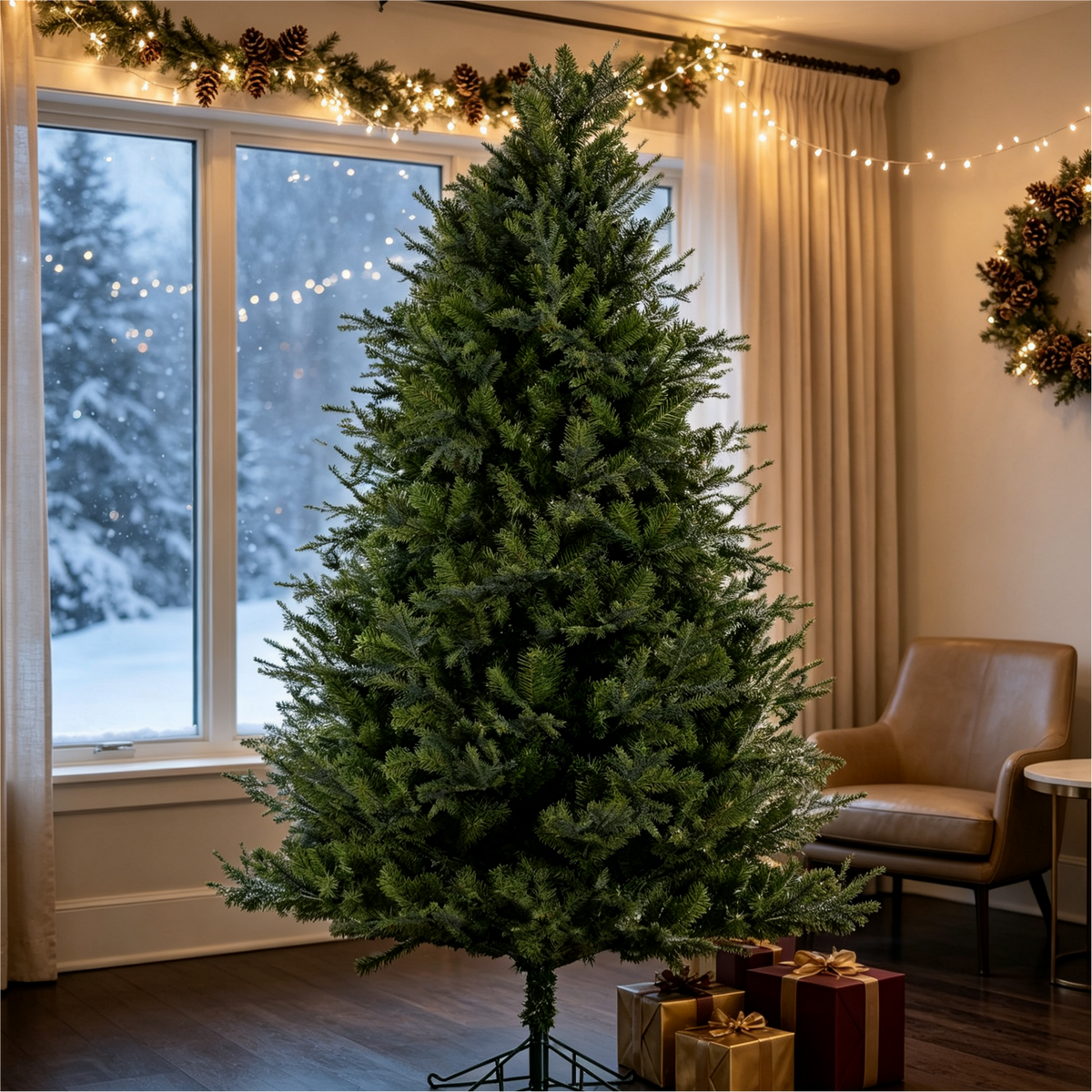 7 Ft Realistic PE/PVC Hybrid Christmas Tree with Fresh Pine Scent by HouseOfZazla