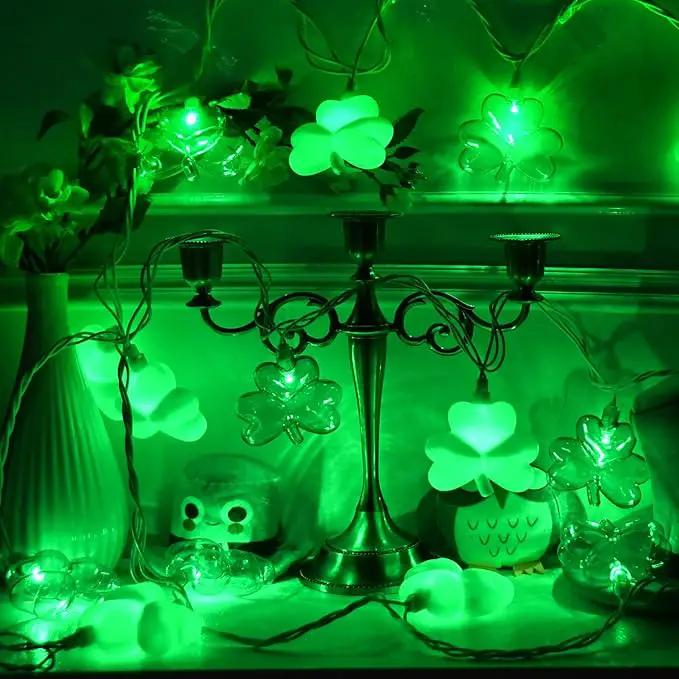8.5Ft Shamrock String Lights, St Patrick's Day Decorations Light with 10 LED Green Lucky Clover Lights Outdoor Waterproof, UL Certified for Home Garden St. Patrick's Day Party Decorations, White Wire by GreenHaven Gardens