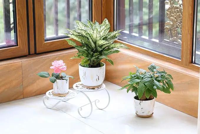 7 Inch Ceramic Plant pots (Set of 2), 7 Inch 5.5 Inch Modern Flower Planter, Gold Marble Gardening Pots with Drainage Hole and Saucer for Outdoor Indoor Yard Garden Home Office Decoration. by GreenHaven Gardens