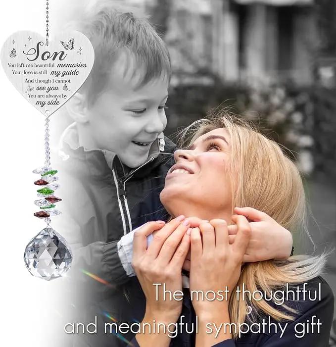 Memorial Crystal Suncatcher,Memorial Gifts for Loss of Son,Loss of Son Sympathy Gifts,Hanging Crystals Ornament for Window Rainbow Maker Prisms Home Decor Gift by GreenHaven Gardens