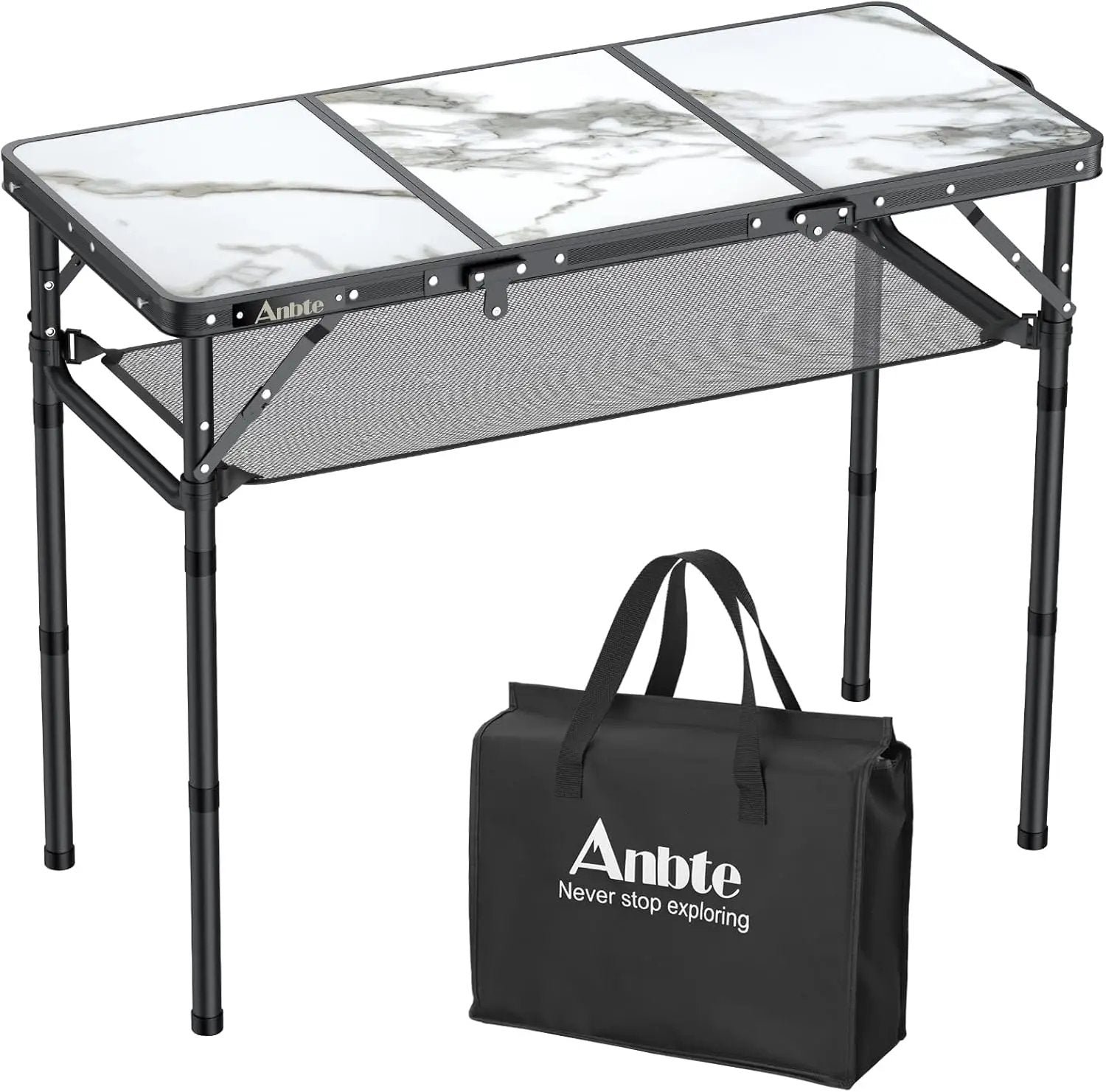 Folding Camping Table, Aluminum Small Folding Table 3 Adjustable Height Max 27.5", Portable Table with Carry Handle, Lightweight, for Outdoor Indoor Travel Camping Picnic BBQ, 34.6" x 15.7" by GreenHaven Gardens
