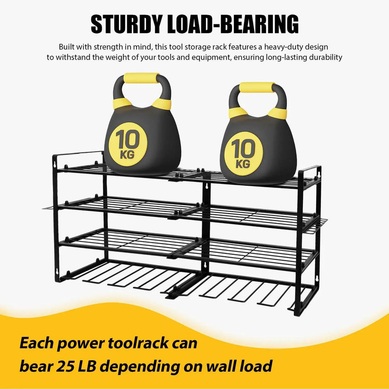 Wall Mount Power Tool Organizer, 4 Layer 8 Drill Hangers Storage Rack, Tool Organizers and Storage for Garage, Workshop, Pegboard, Shed - 33 inch by GreenHaven Gardens