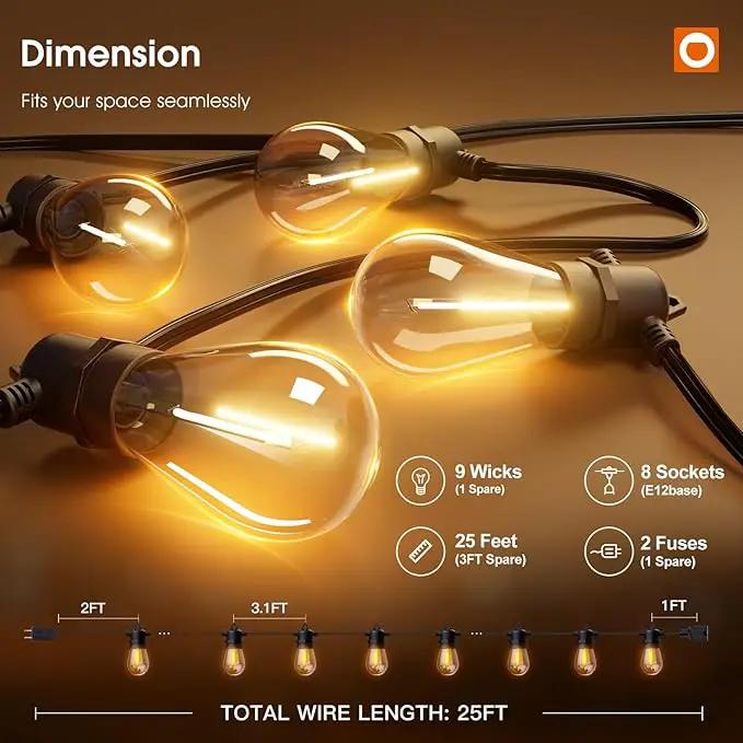addlon 25FT LED Outdoor String Lights with Edison Shatterproof Bulbs, Heavy-Duty and Weatherproof Strand, Commercial Grade Patio Lights, Decorative for Garden or Patio, Black by GreenHaven Gardens