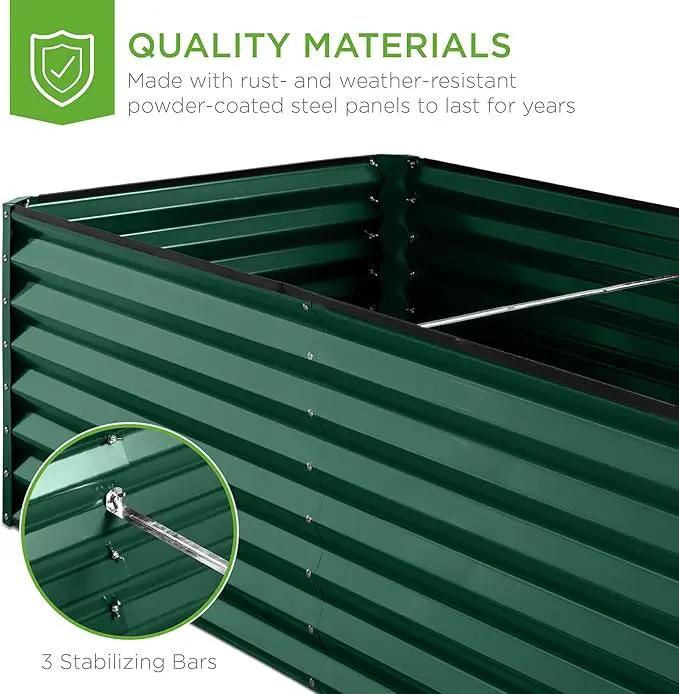 Best Choice Products 8x4x2ft Outdoor Metal Raised Garden Bed, Deep Root Planter Box for Vegetables, Flowers, Herbs, and Succulents w/ 478 Gallon Capacity - Dark Green by GreenHaven Gardens
