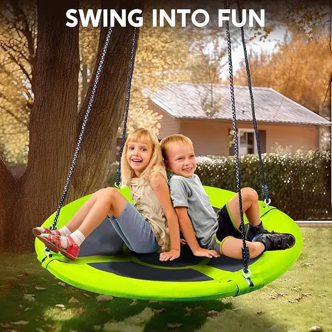 TURFEE Swing for Outdoor Swing Set - Pack of 1 Swing Seat Replacement Kit with Heavy Duty Chains - Backyard Swingset Playground Accessories for Kids (Green) by GreenHaven Gardens