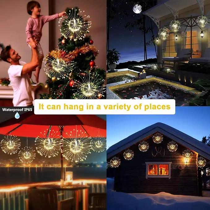 FOOING 4 Pack Firework Lights Led Copper Wire Star String Lights 8 Modes Battery Operated Fairy Lights with Remote,Wedding Decorative Hanging Lights for Party Patio Garden Decoration by GreenHaven Gardens
