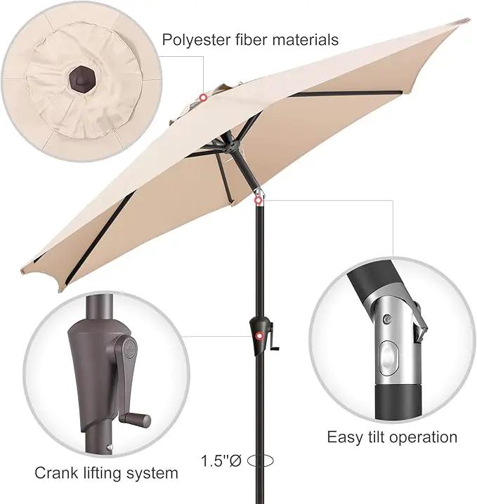 9ft Outdoor Patio Umbrella - Table Umbrella Waterprool UV Protection, Sombrillas de Patio with Push Button Tilt&Crank, Sun Umbrella for Pool, Porch, Garden, Deck, Backyard(Beige) by GreenHaven Gardens