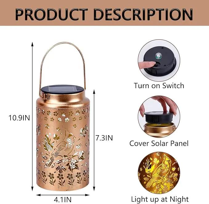 4 Pack Cardinal Solar Lanterns Outdoor Waterproof, Metal Hanging Lights Decorations for Garden Yard Lawn Patio, Cardinal Gifts for Women Mom Grandma Gardener for Mother'Day Christmas by GreenHaven Gardens