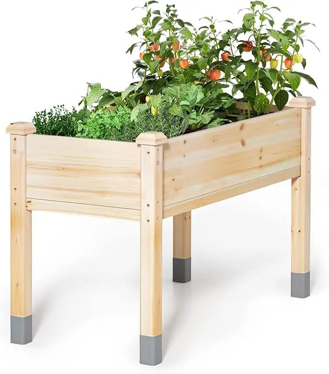 MIXC Wooden Raised Garden Bed with Legs, 32”L X 16”W, Elevated Reinforced Large Planter Box for Vegetable Flower Herb Outdoors - Beam and Column Structure - Unmatched Strength Outlast by GreenHaven Gardens