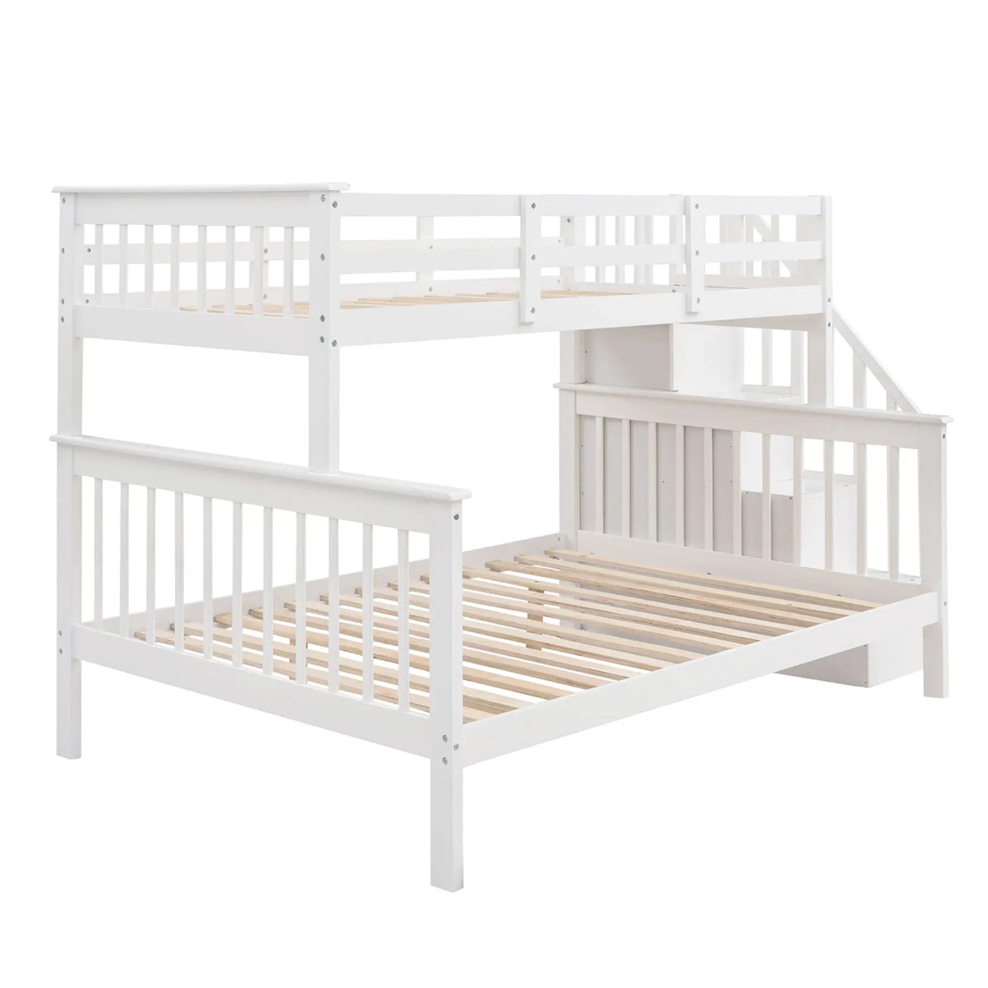 Stairway Bunk Bed With Storage And Guard Rail For Bedroom by HouseOfZazla