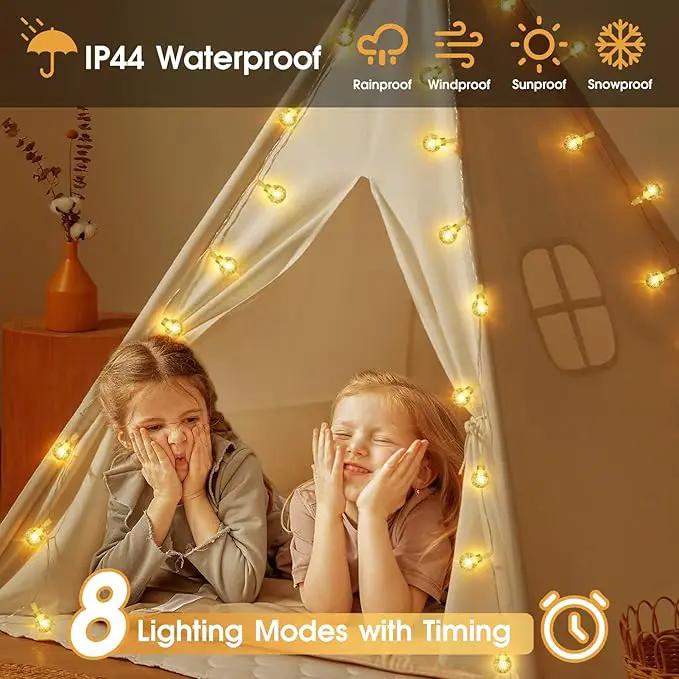 22.9ft 70LED Globe String Lights Outdoor, Crystal Fairy Light IP44 Waterproof Outdoor Hanging Decorative Lights for Home Tent Patio Garden Party Wedding Decor by GreenHaven Gardens