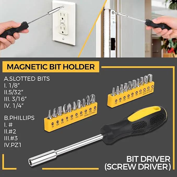 WGGE 39-Piece Home Tool Set/Hand Tool Set – Durable Household Hand Tool Kit with Hammer, Screwdrivers, Pliers, Wrench, Hex Keys & More – Compact Storage Case for Home Repairs, DIY & Maintenance by GreenHaven Gardens