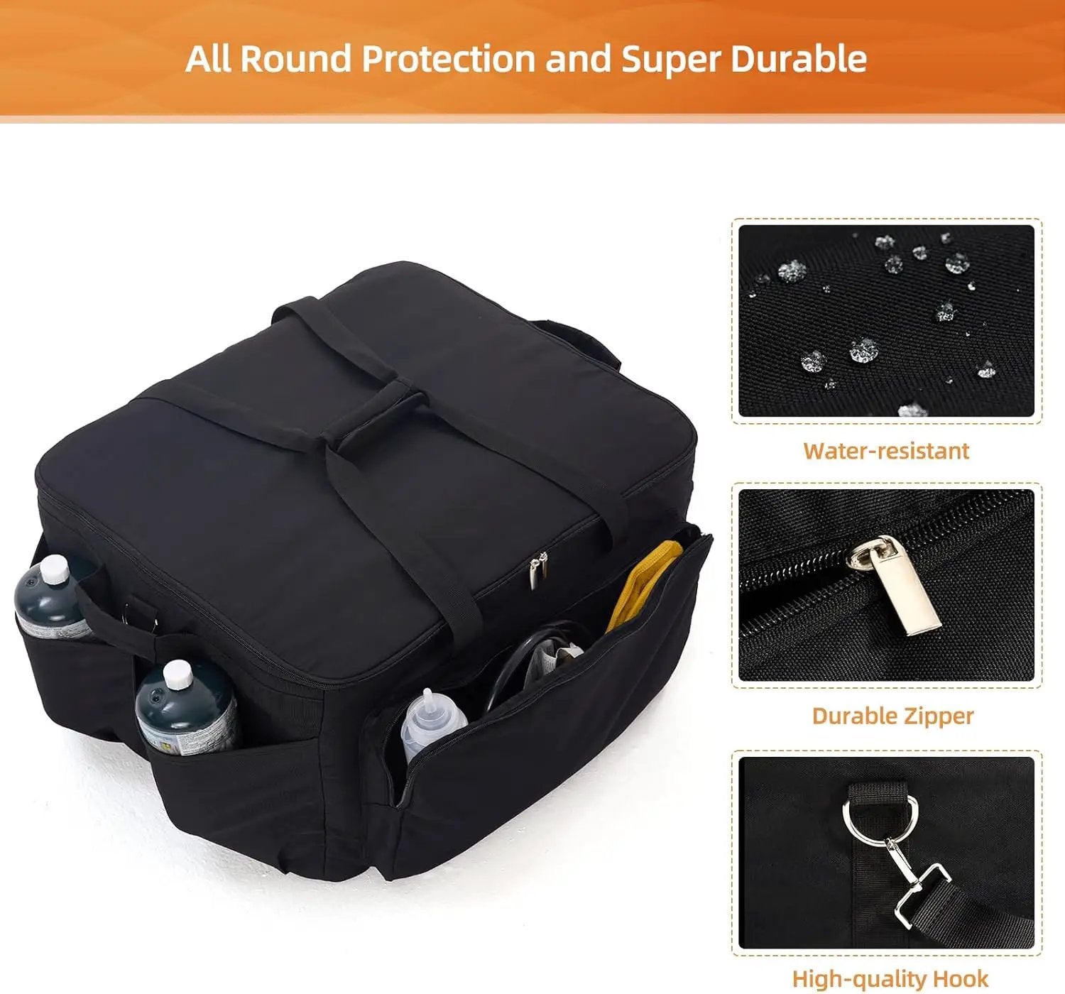 NOELIFE Grill Carry Bag for Cuisinart CGG-306 Chef's Style Tabletop Grill, Padded Portable Case with Pockets for Small Propane Cylinders & Outdoor Griddle Accessories, Water-Resistant (Bag Only) by GreenHaven Gardens