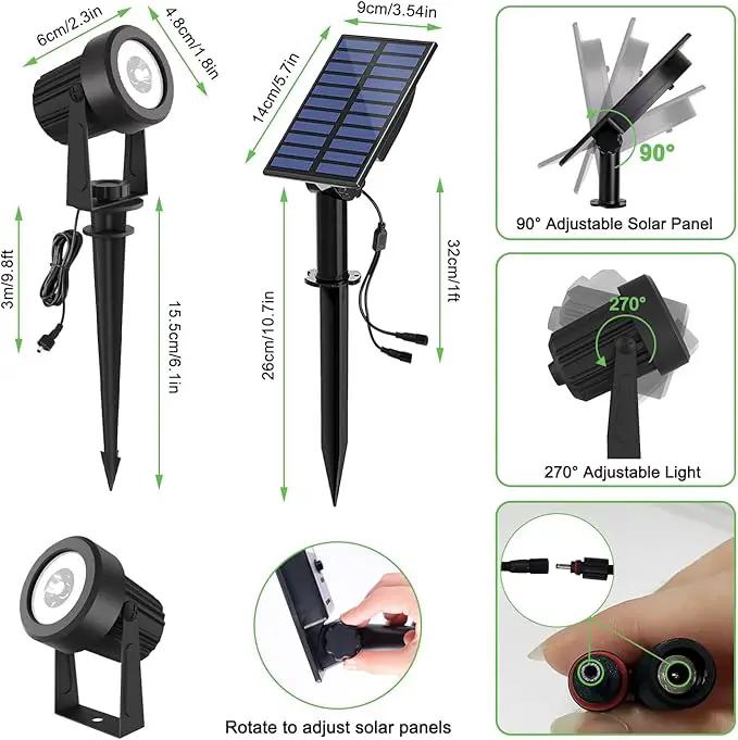 Solar Spotlights Outdoor 2Pack Warm White Auto Dusk to Dawn Landscape Lights, IP65 Waterproof Solar Lights for Garden Yard Path 2-in-1 Ground or Wall Mount by GreenHaven Gardens