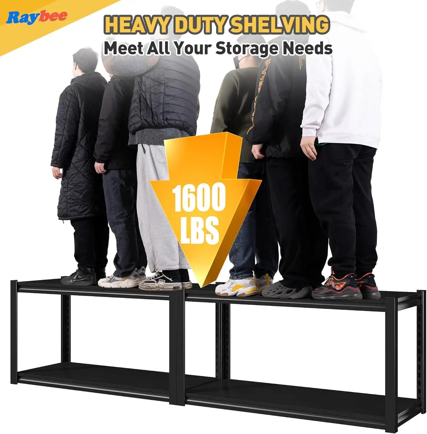 Raybee 40" W Garage Shelving Heavy Duty Storage Shelves 56.9" H Metal Shelving Heavy Duty Load 1600LBS Adjustable Metal Shelves for Storage for Pantry Kitchen 40" W x 19.1" D x 56.9" H 4 Pack by GreenHaven Gardens