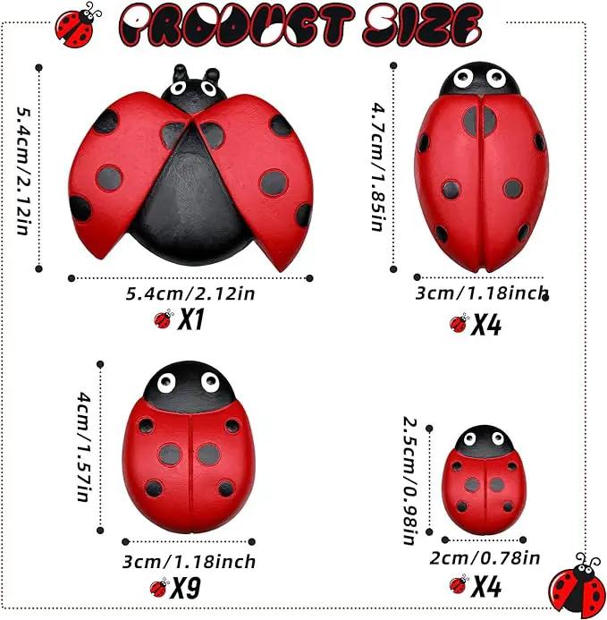 Gerrii 18 Pcs Small Resin Ladybugs Garden Decor Stones Holiday Ladybug Garden Yard Decorations Outdoor 4 Size Ladybug Mom Gifts Lady Bugs Yard Decorations by GreenHaven Gardens