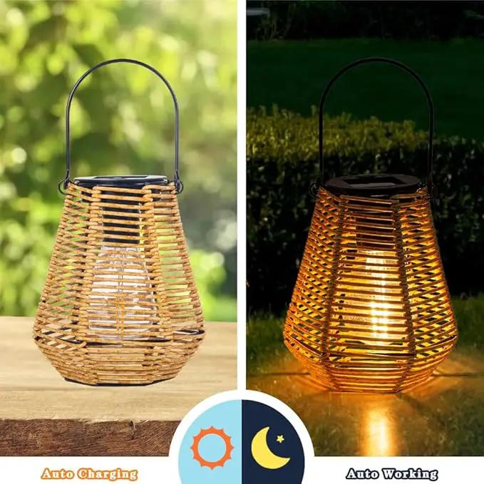 Solar Lanterns Outdoor Waterproof,Solar Lights for Outside Hanging Lights Outdoor Rattan Lantern Decoration for Garden, 2 Pack by GreenHaven Gardens