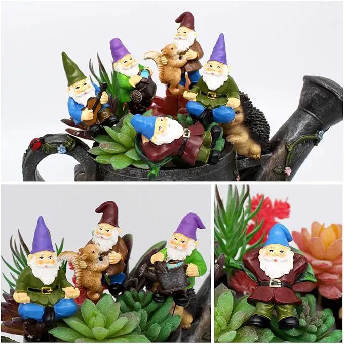 Garden Miniature Gnomes Set of 5PCS,Happy Life Gift for Outdoor Fairy Garden Yard Lawn Décor by GreenHaven Gardens