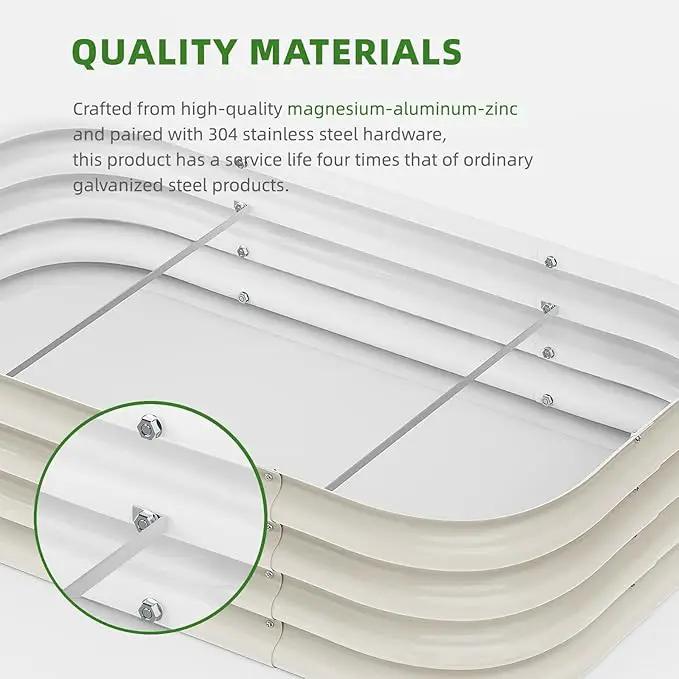 DaisyVibe Raised Garden Bed Kit, Planter Raised Garden Boxes Outdoor, Oval Large Metal Raised Garden Beds for Vegetables Flowers (White, 5ftx2ftx1ft) by GreenHaven Gardens