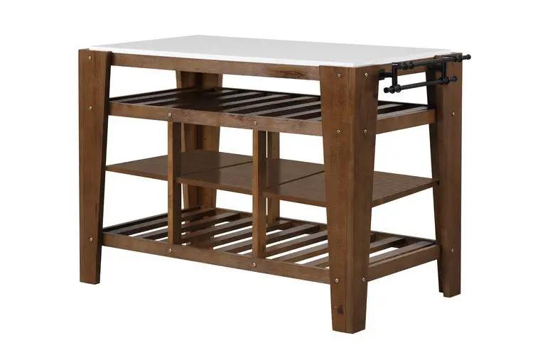 Alaroa - Kitchen Island - Marble Top & Rustic Brown by Unique Piece Furniture
