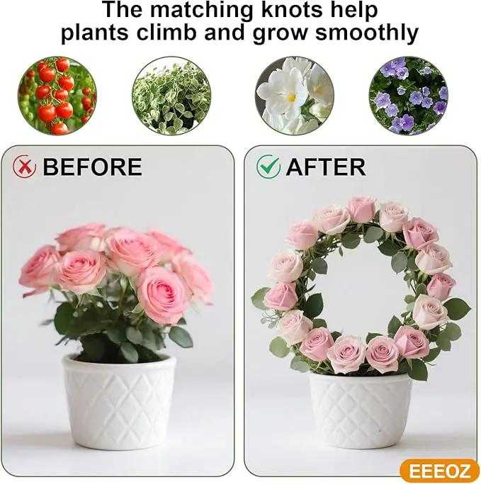 8 Pack Circle Trellis for Climbing Plants Indoor,13" Plants Climbing Holder Rack with 20 Plant Twist Tie for Potted Plants Flowers Indoor,Small House Plant Trellis for Flower Plant Support by GreenHaven Gardens