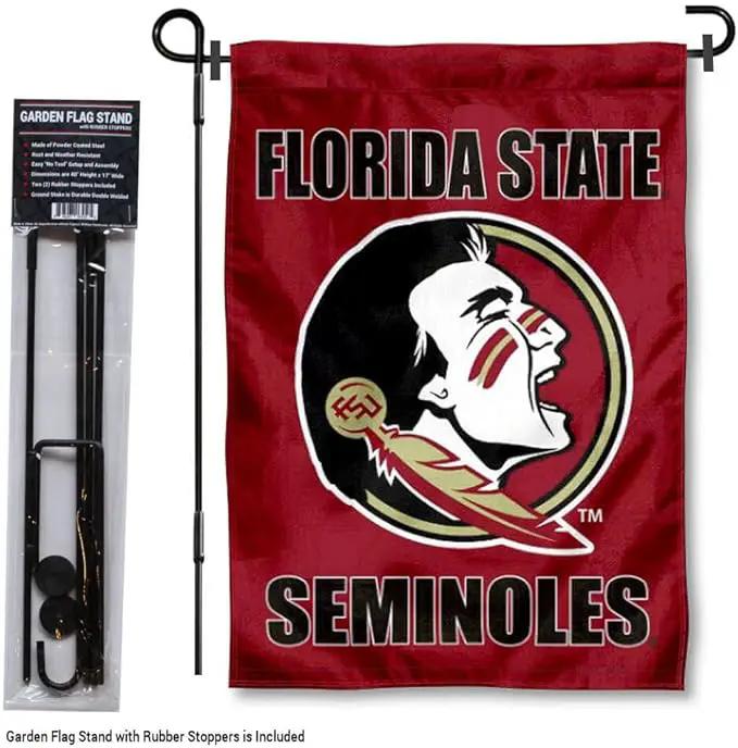 College Flags & Banners Co. Florida State Seminoles Garden Flag with Stand Holder by GreenHaven Gardens