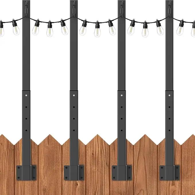 AILBTON 2.8FT 4 Pack Suspension Outdoor String Light Poles for Outside String Lights Hanging,with Clip and Holder,Light Post Mounting Stand for Patio Fence Wall Garden Backyard Deck by GreenHaven Gardens