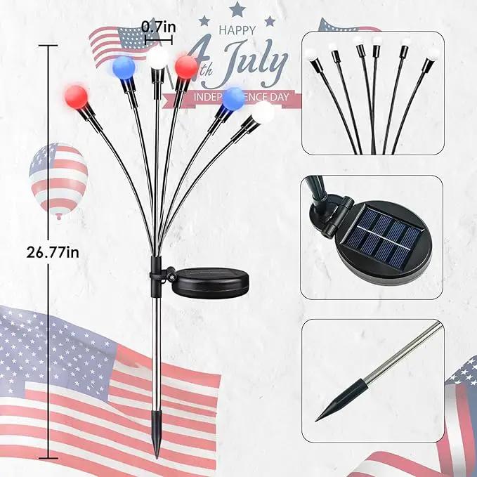 OZS 6pack Solar American Flag Lights - 4th of July Solar Garden LED Outdoor Waterproof Firefly Light for Memory Day, Independence Day, National Day Decoration (Red White Blue) by GreenHaven Gardens