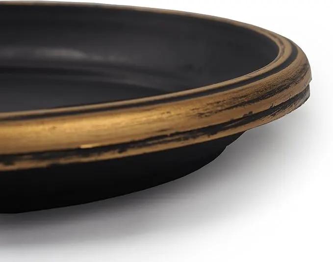 Decorative Heavy Duty Tray/Saucer (2 Pack) Rustic Medieval/French Country Look, Pot/Planter Base for Indoor/Outdoor Decor Use. Long Lasting, Reusable Light Weight (13 inches, Gold) by GreenHaven Gardens