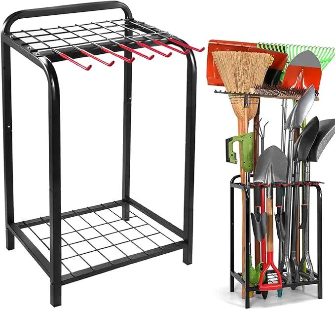 Trieez Garden Tool Organizer for Garage, Yard Tool Organizer with Hooks for Garage Organization and Storage - Sturdy Yard Tool Holder, Tool Rack for Shed, Outdoor, Tool Stand by GreenHaven Gardens