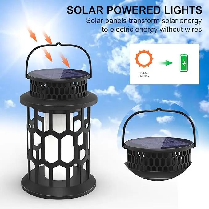 Solar Lights for Outside, Upgraded Solar Lanterns Flickering Flame Outdoor Waterproof Hanging Lanterns Decorative Solar Powered Outdoor Lighting LED Flame Garden Lights for Patio Deck Yard, 2 Packs by GreenHaven Gardens