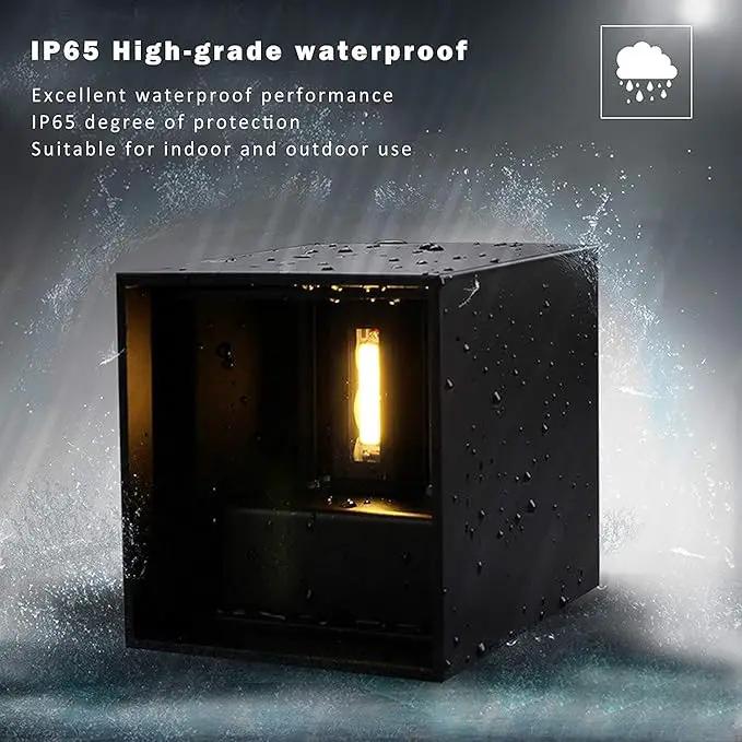 LANFU LED Aluminum Cube Square Wall Sconce Waterproof Outdoor Light Exterior Wall Lights fixtuers 20W 100-277V 2800K-3000K Not dimmable Warm Light 2LEDS Black-20W Outdoor Larger Version by GreenHaven Gardens