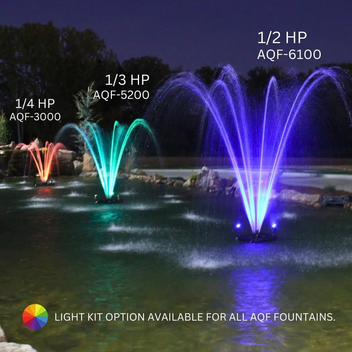 HALF OFF PONDS Floating Fountain – 1/3 HP Pond Aerator, 100' Cord – 5,200 GPH Water Pump – 9 Spray Patterns - White LED Lights – Energy-Efficient - for Ponds & Water Gardens by GreenHaven Gardens