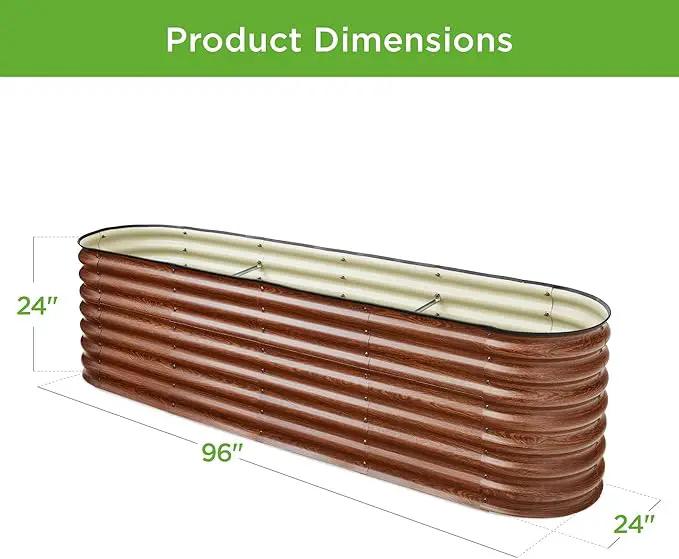 Best Choice Products 8x2x2ft Metal Raised Garden Bed, Oval Outdoor Deep Root Planter Box for Vegetables, Herbs w/ 4 Support Bars, 215 Gal Capacity - Wood Grain by GreenHaven Gardens