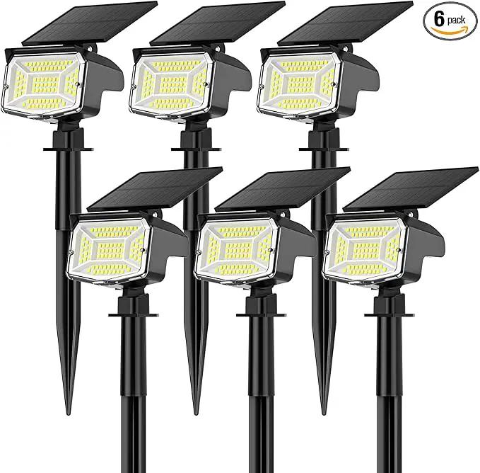 Solar Spot Lights Outdoor, 92 LEDs Landscape Lighting with 3 Lighting Modes and Auto On/Off, IP67 Waterproof Spotlights, Outdoor Solar Lights for Yard Garden, 6 Pack (Cool White) by GreenHaven Gardens