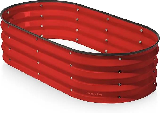 Galvanized Raised Garden Beds Outdoor // 4×2×1 ft Planter Raised Beds for Gardening, Vegetables, Flowers // Large Metal Garden Box (Red) by GreenHaven Gardens