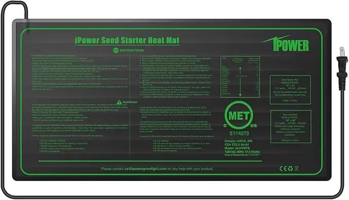 iPower 10" x 20" Warm Hydroponic Seedling Heat Mat and Digital Thermostat Control Combo Set for Seed Germination, Black by GreenHaven Gardens
