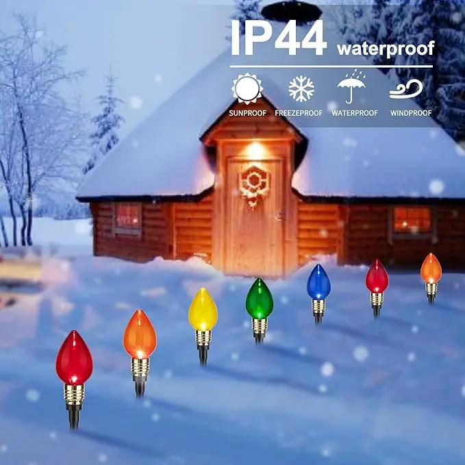 C9 Christmas Pathway Lights Outdoor-17.4 Ft 10 Lights C9 Walkway Lights Waterproof for Ground Sidewalk Driveway Yard Outdoor Christmas Decorations by GreenHaven Gardens