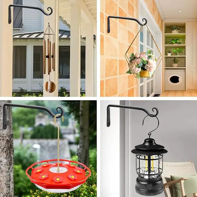 FEED GARDEN Wall Hook Hanging Plant Bracket 10 Inch 2 Pack, Hand-Forged Plant Hanger for Hanging Bird Feeders, Wind Chimes, Flower Baskets, Yoga Mat, Indoor/Outdoor Use, Black by GreenHaven Gardens