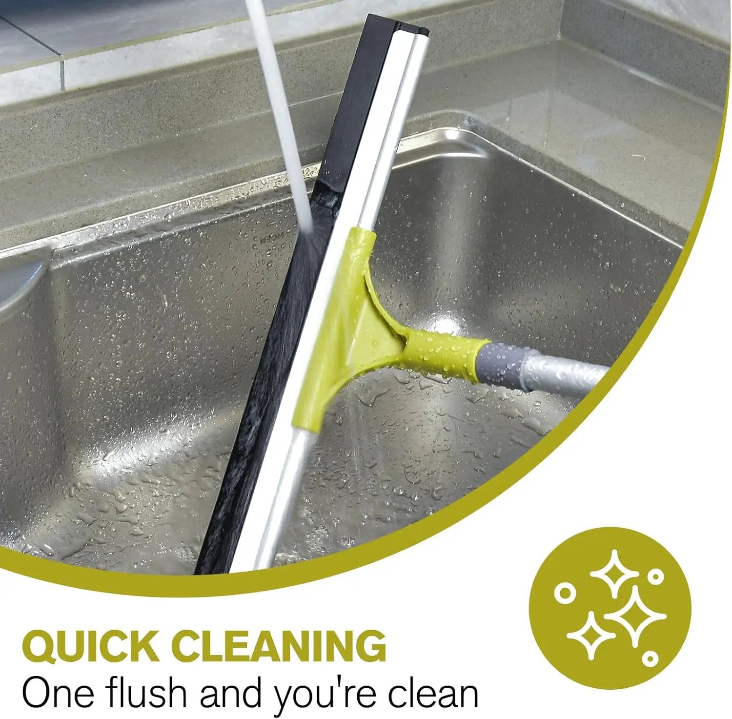 60'' Floor Squeegee Heavy Duty Scrubber with Telescopic Pole, Long Handle Squeegee for Floor with Rubber Blade, Broom for Concrete Floor Shower Tile Glass Pool Garage -17in by GreenHaven Gardens