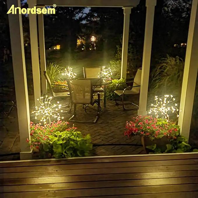 Anordsem Solar Lights Outdoor Waterproof: Garden Light Solar Powered for Yard Outside - Sparkler Fireworks Twinkle Lighting Patio Decor 4 Pack - LED Starburst Gardening Gifts for Women Gardener by GreenHaven Gardens