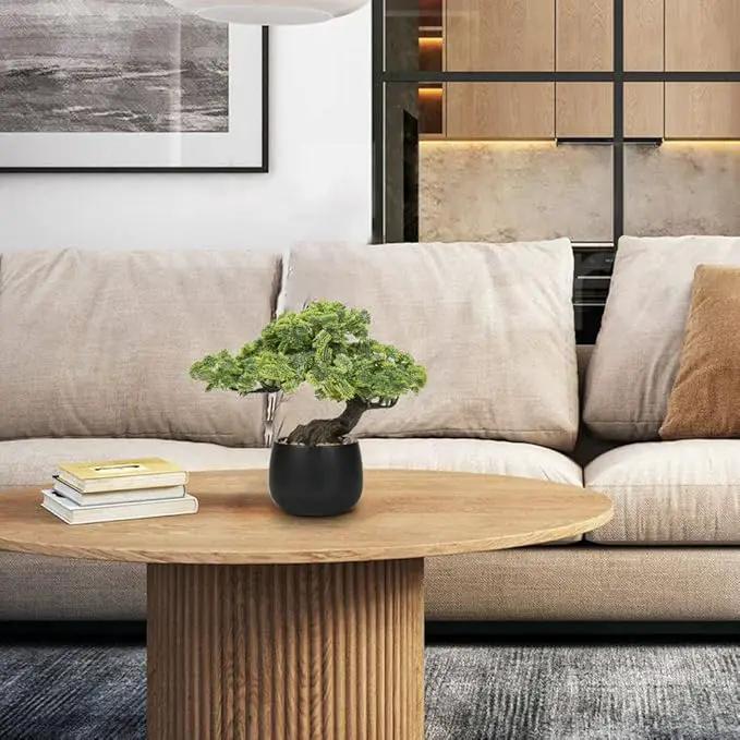Artificial Bonsai Tree Juniper Faux Plants Indoor Fake Plants Decor with Black Ceramic Pots for Home Table Office Desk Bathroom Shelf Bedroom Living Room Farmhouse Decorations by GreenHaven Gardens