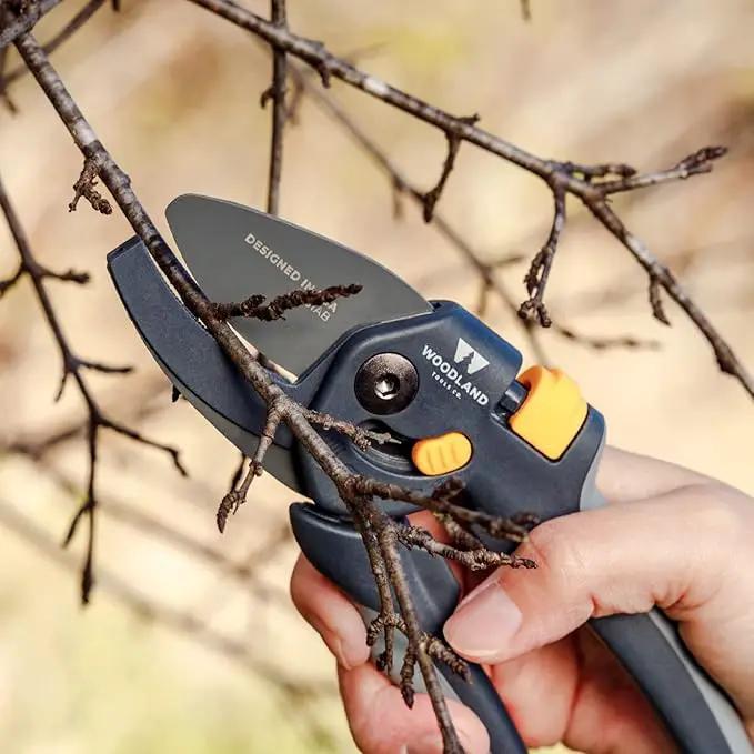 Woodland Tools Co. Heavy Duty Anvil Pruning Shears – 5/8" Cut Capacity, High Carbon Steel Blade, Internal Spring, Adjustable Grip Slider, Garden Pruner for Dry Branches, Stems, and Dead Growth by GreenHaven Gardens
