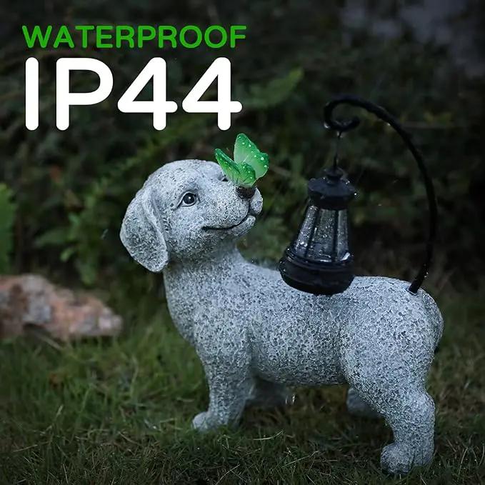 Solar Garden Outdoor Statues Dog with Butterfly Solar Lantern, Lawn Decor Puppy Figurine for Patio Balcony Yard, Yard Unique Christmas Birthdays Gift for Mom Grandma by GreenHaven Gardens