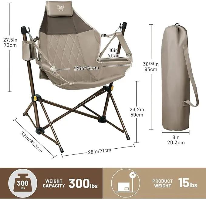 TIMBER RIDGE Hammock Camping Chair with Adjustable Backrest, Heavy Duty Folding Hammock Chair Supports 300lbs, Portable Hammock Chair for Camping, Travelling and Patio, Tan by GreenHaven Gardens
