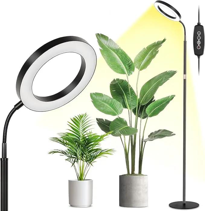LBW Grow Lights for Indoor Plants with Stand Full Spectrum, Floor Plant Lights for Indoor Growing, 108 LEDs Standing Plant Lamp, 4/8/12H Auto Timer, 6 Brightness, Height Adjustable,7.8 Diameter by GreenHaven Gardens