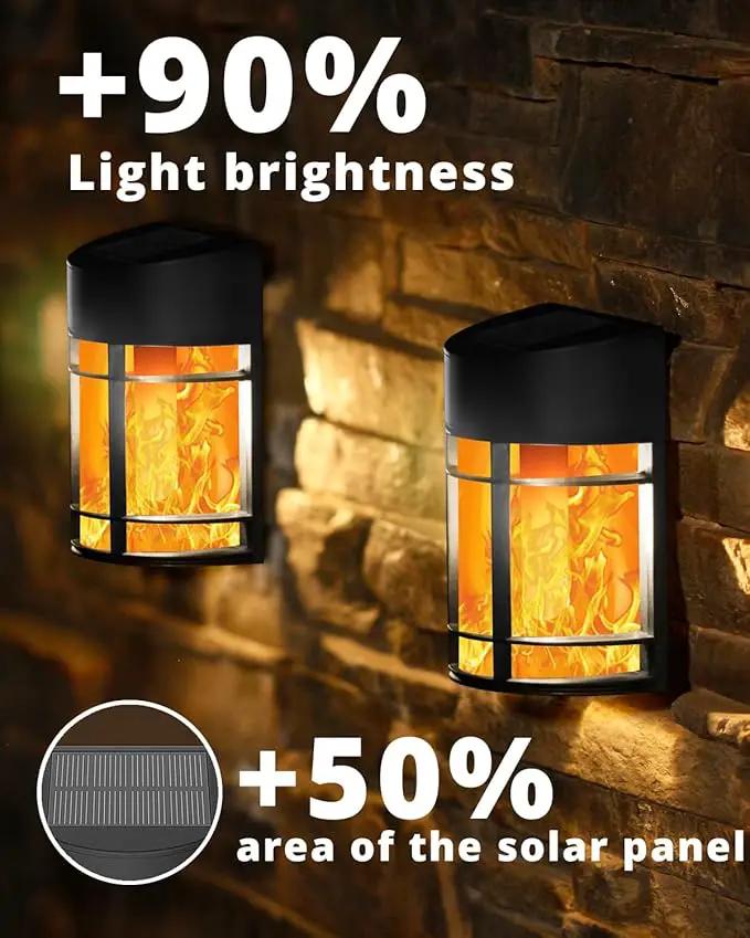 Flickering Flames Solar Fence Lights, Upgraded 8 Pack Waterproof Solar Outdoor Lights for Deck Fence Post Yard by GreenHaven Gardens