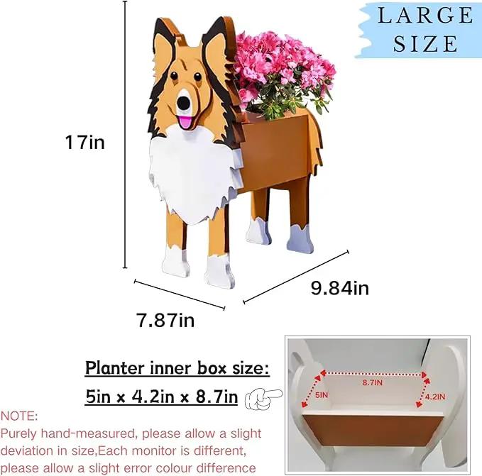 Sheltie Dog Planter Plant Pots,Cute Garden Dog Flower Planter,Large Dog Planters Birthday Gifts for Women,Office,Indoor/Outdoor Decor(9.84 * 7.87 * 17in) by GreenHaven Gardens