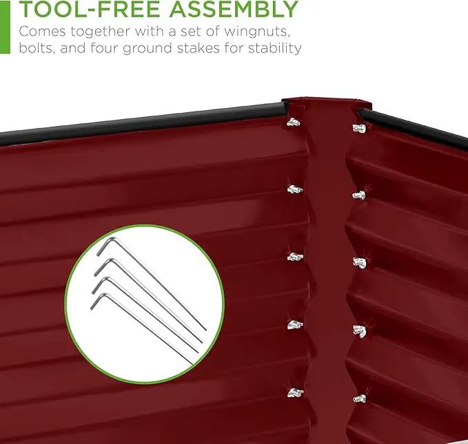 Best Choice Products 8x4x2ft Outdoor Metal Raised Garden Bed, Deep Root Planter Box for Vegetables, Flowers, Herbs, and Succulents w/ 478 Gallon Capacity - Royal Red by GreenHaven Gardens